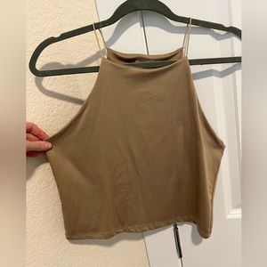 Suede High Neck Tank